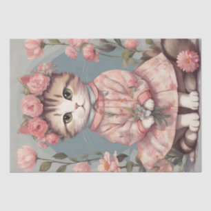 Whiskers and Blooms: The Stylish Feline Decoupage Tissue Paper