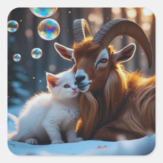 Whiskers and Hooves Square Sticker (Front)