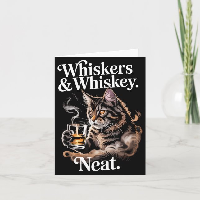 Whiskers and Neat Funny Cat Lover Drinker Card (Front)