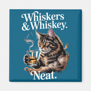Whiskers and neat funny cat lover drinker magnet
