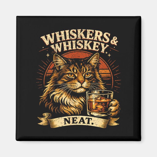 Whiskers and neat funny cat lover drinker  magnet (Front)