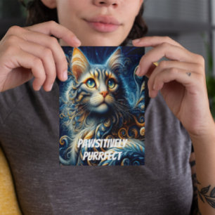 Whiskers and Sapphire: A Cats Blue-Eyed Gaze Postcard