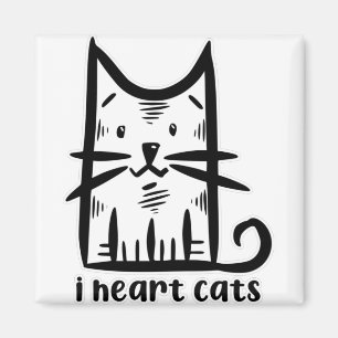 Whiskers Cat, I heart cats Magnet