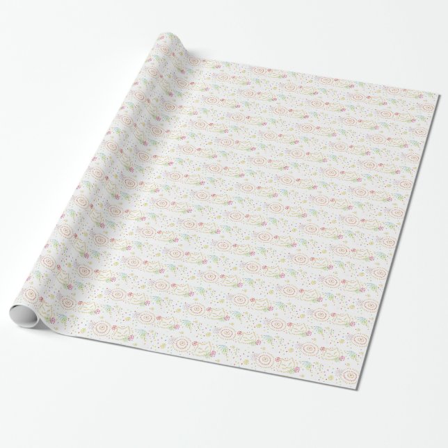 whiskers' fireworks tiled gift wrapping paper (Unrolled)