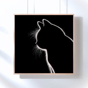 Whiskers in the Dark   Cat Whisker Silhouette Poster