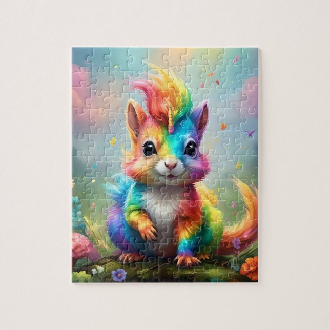 Whiskers of Wonder: The Rainbow Unicorn Squirrel  Jigsaw Puzzle (Vertical)