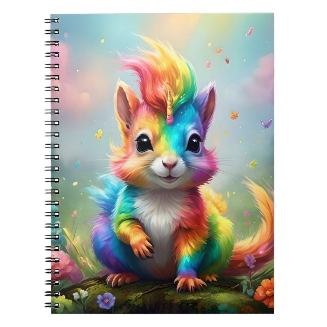 Whiskers of Wonder: The Rainbow Unicorn Squirrel  Notebook (Front)