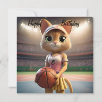 "Whiskers on the Court" Netball Or Basketball Cat,