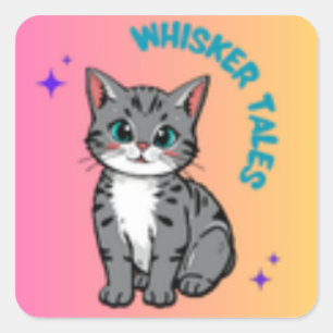 Whiskers & Tales   Cute Storybook Cat Sticker