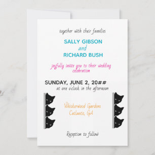 Whiskers & Vows Black Cat Wedding Invitation