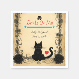 Whiskers & Vows - Gothic Cat Wedding Napkins