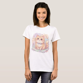 Whiskers & Wishes | Adorable Pastel Kitten Art T-Shirt