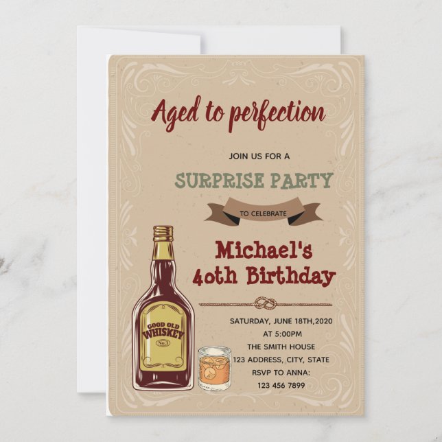 Whiskey aged to perfection invitation (Front)