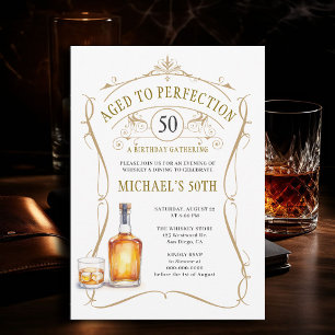 Whiskey Aged to Perfection Rustic 50th Birthday Invitation
