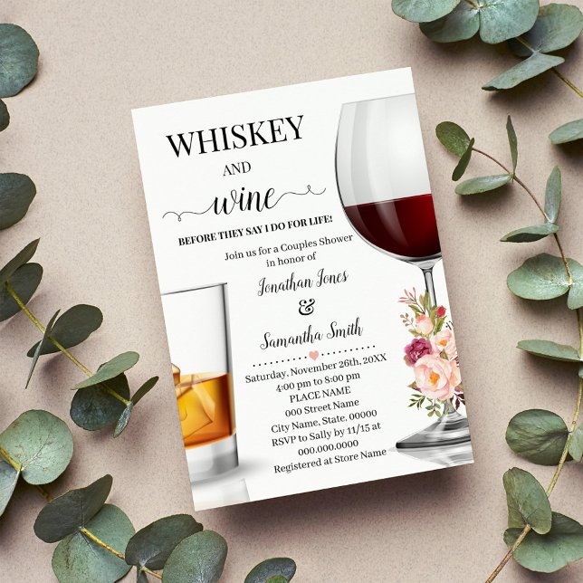 Whiskey and wine before I do wedding shower pink Invitation (Creator Uploaded)