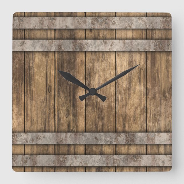 Whiskey Barrel  Square Wall Clock (Front)