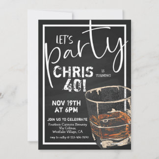 Whiskey Birthday, Adult Birthday Invitation