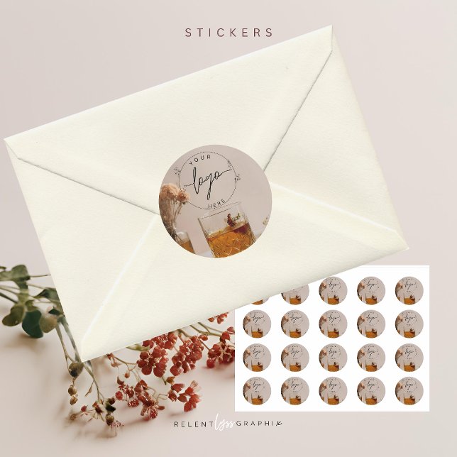 Whiskey | Boho Flowers | Aesthetic Classic Round Sticker (Creator Uploaded)