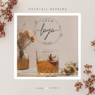 Whiskey   Boho Flowers   Aesthetic Cocktail  Napkin