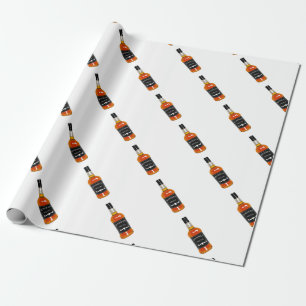 Whiskey Bottle Drawing Isolated On White Backgroun Wrapping Paper