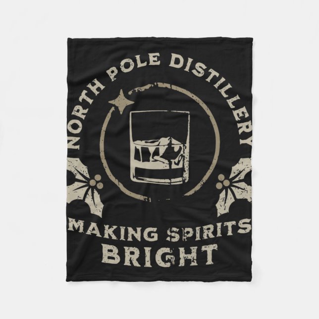Whiskey Bourbon Making Spirits Bright Funny Christ Fleece Blanket (Front)