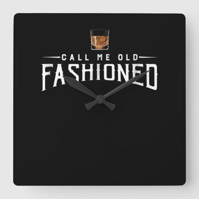 Whiskey Calls Me Old Fashioned Square Wall Clock (Front)