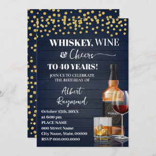 Whiskey & Cheers Adult Birthday Party Invitation
