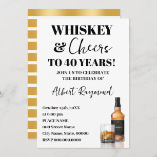 Whiskey & Cheers Adult Birthday Party Invitation