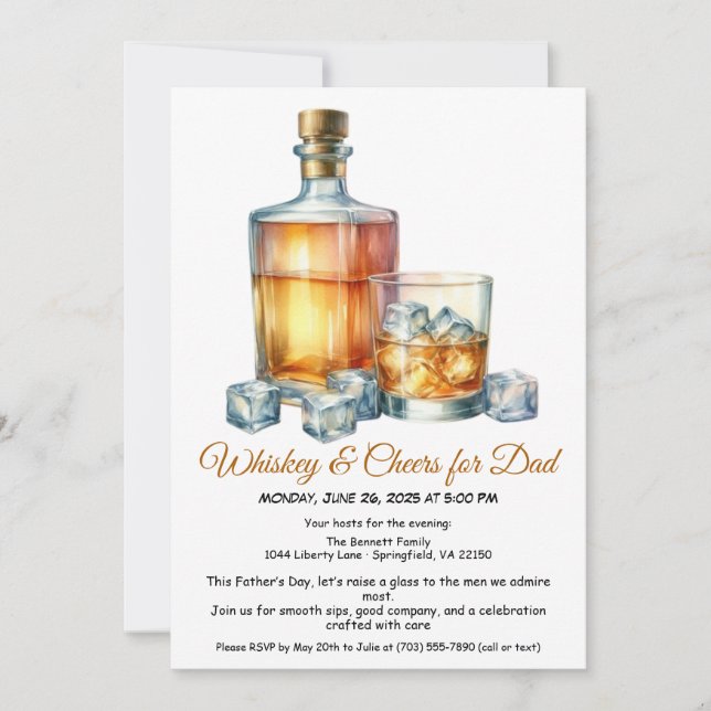 Whiskey & Cheers for Dad – Father’s Day Invitation (Front)