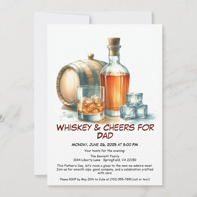 Whiskey & Cheers for Dad – Father’s Day Invitation (Front)