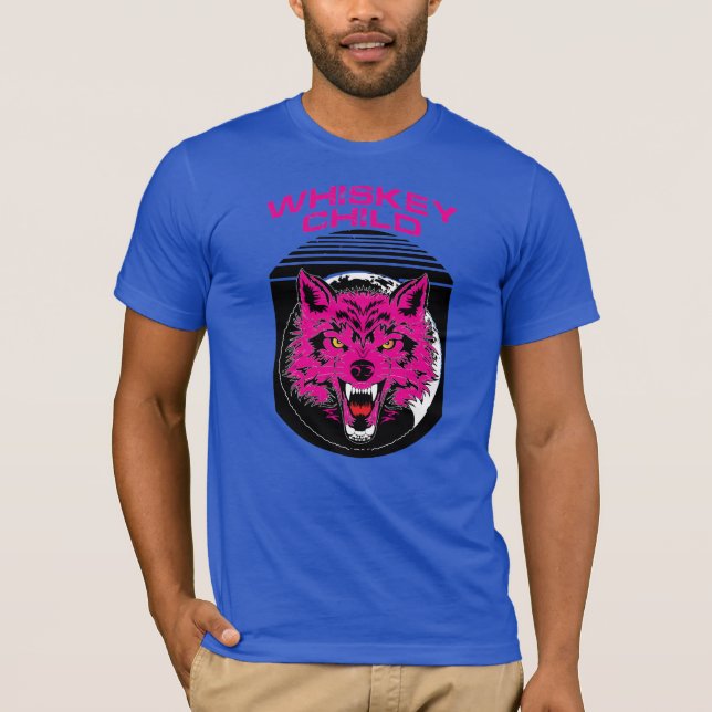 WHISKEY CHILD - T-Shirt w/PINK WOLF Logo (Front)