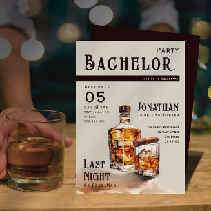 Whiskey Cigar Magazine Cover Bachelor Party Invitation