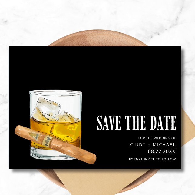 Whiskey Cigar Photo Wedding  Save The Date (Whiskey Cigar Photo Wedding Save The Date)