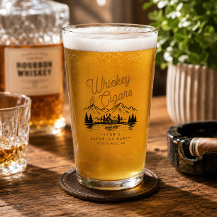 Whiskey & Cigars Bachelor Party Cabin Lake House Glass