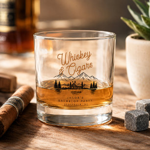 Whiskey & Cigars Bachelor Party Cabin Lake House Glass