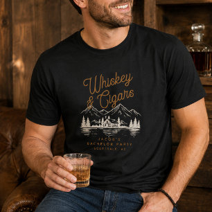 Whiskey & Cigars Bachelor Party Cabin Lake House T-Shirt