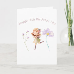Whiskey Fairy with flowers Birthday Card