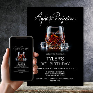 Whiskey Glass 30th Birthday Invitation