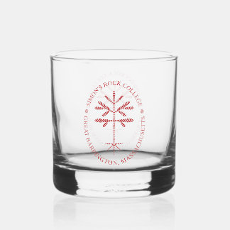 Whiskey Glass with the Simon's Rock Seal in Red