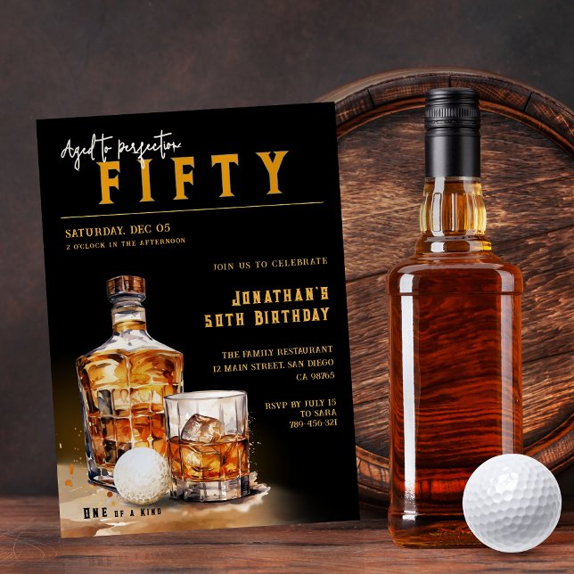 Whiskey & Golf Magazine Cover Birthday Party Invitation (Whiskey & Golf Magazine Cover Birthday Party Invitation)