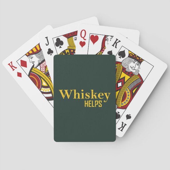 Whiskey helps funny alcohol sayings whisky quotes playing cards (Back)