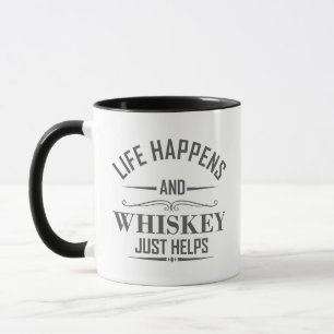 Whiskey helps funny drinking alcohol sayings mug