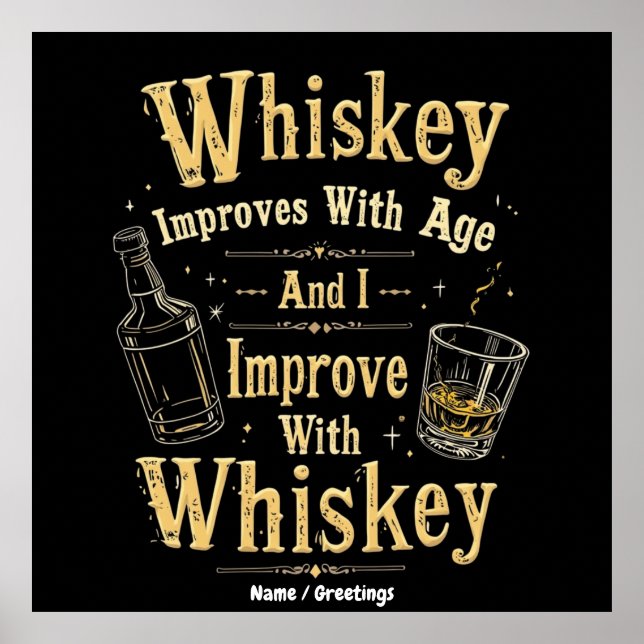 Whiskey Improves with Age, I Improve with Whiskey Poster (Front)