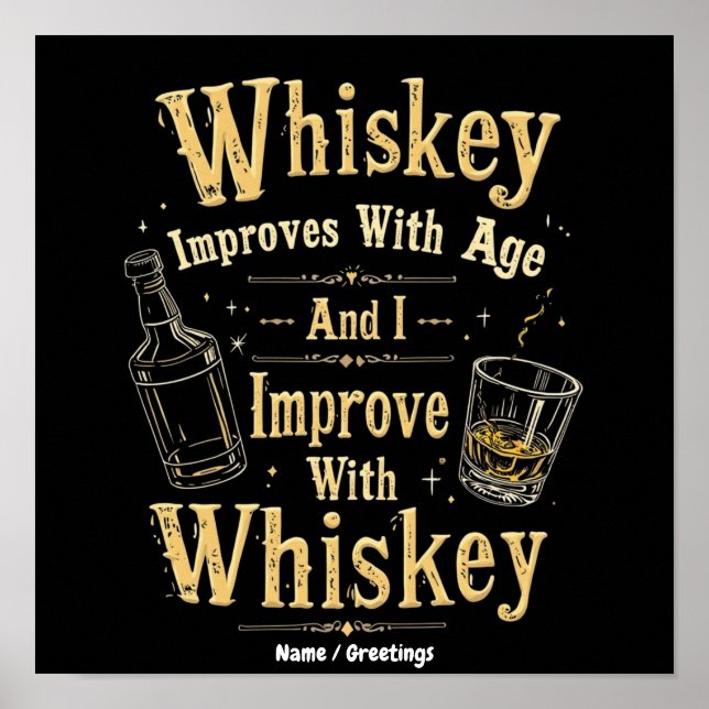 Whiskey Improves with Age, I Improve with Whiskey Poster (Front)