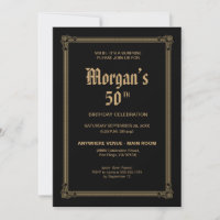 Whiskey Inspired 50th Birthday Black Gold Surprise