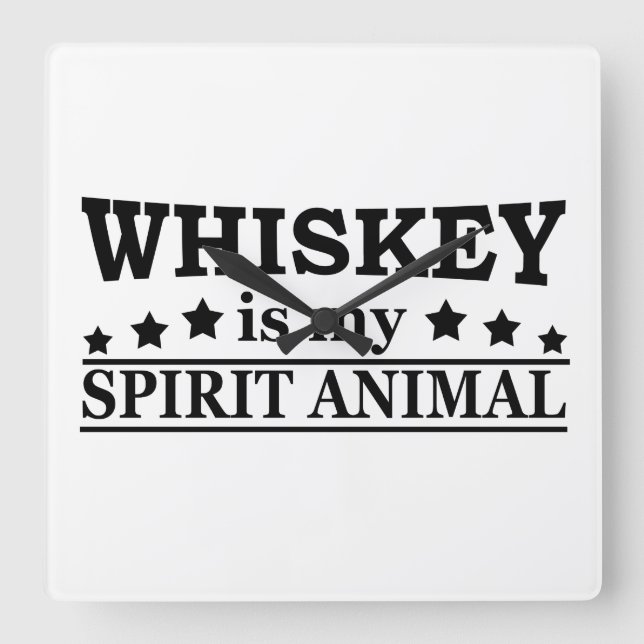 Whiskey is my spirit animal funny alcohol sayings square wall clock (Front)