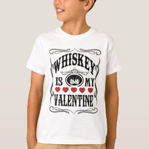 Whiskey Is My Valentine Retro Cowboy Double Print T-Shirt