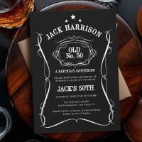 Whiskey Label Black White Old No. 50th Birthday