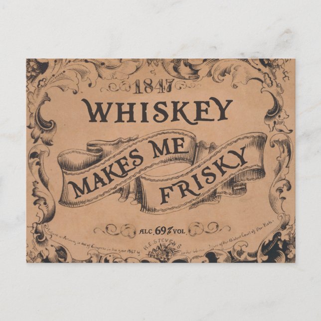 Whiskey makes me frisky postcard (Front)