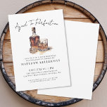 Whiskey Men's Birthday Party Invitation<br><div class="desc">Elegant Black and White Whiskey-Themed Birthday Invitation. This refined invitation features the phrase Aged to Perfection curved at the top in elegant handwritten script calligraphy. Just below, a black and white watercolor illustration of a whiskey bottle, glass, and ice adds a tasteful focal point. All event details are displayed at...</div>